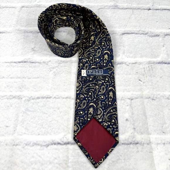 Vintage Polo Ralph Lauren Gabardine‎ Silk Tie Paisley 56